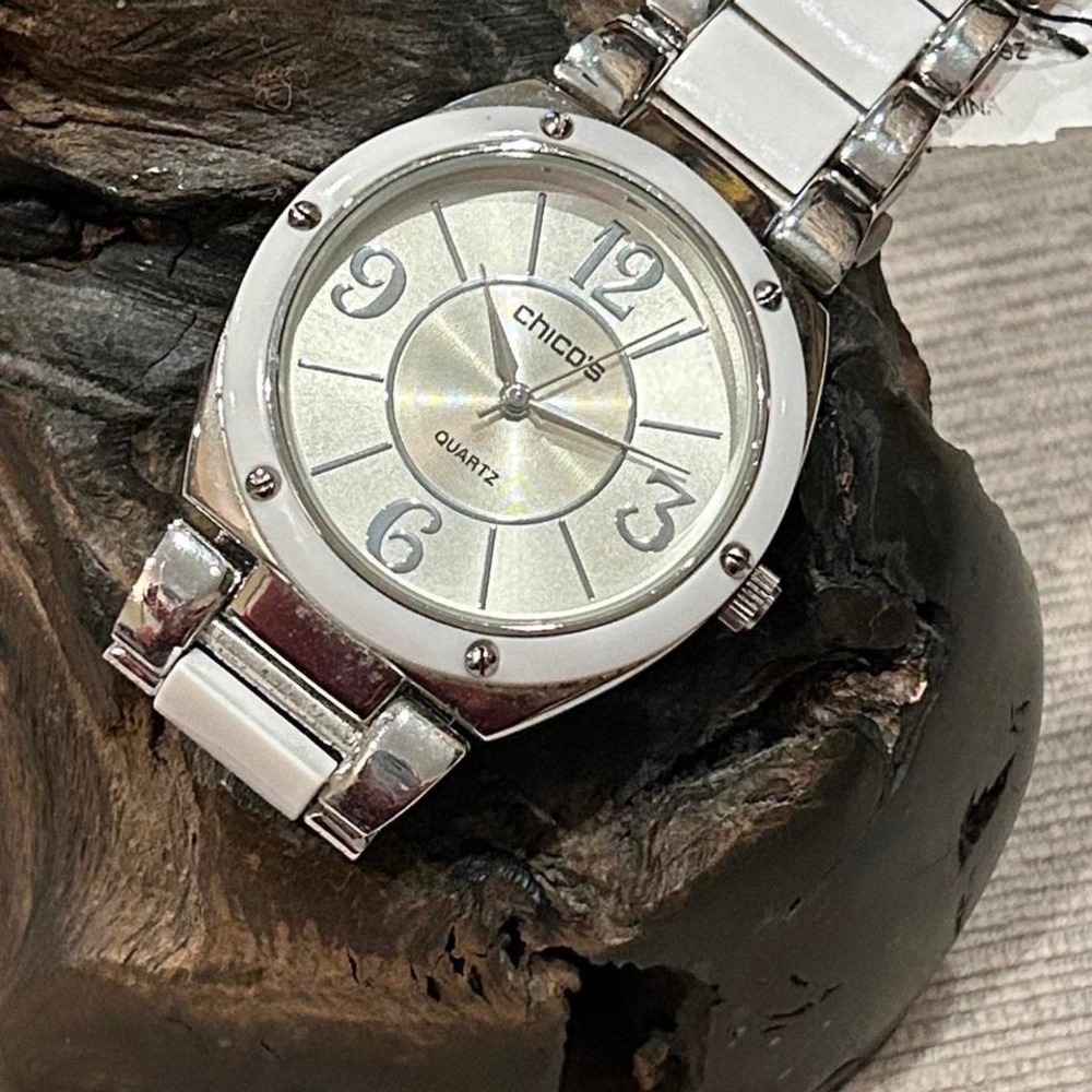 NWT Chico's silver watch with white accents - Picture 2 of 4